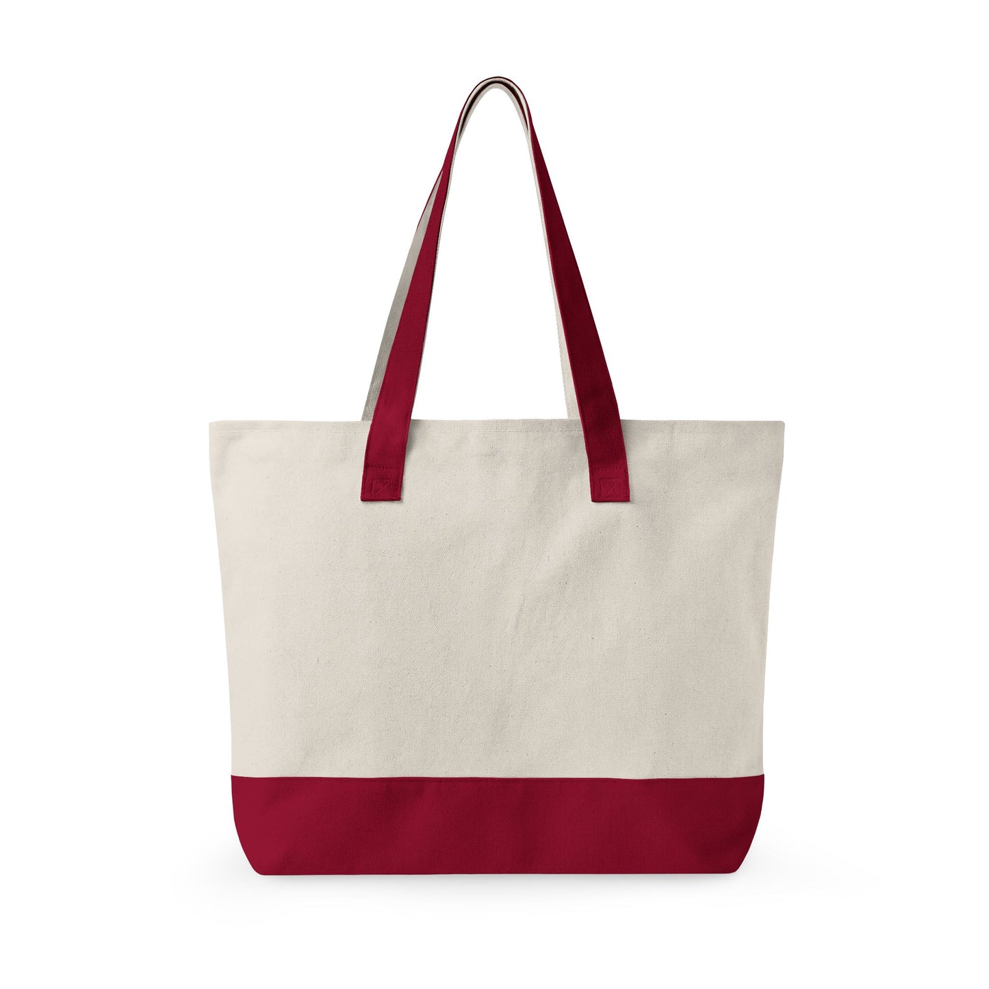 Zippered Canvas Tote Bag — Durable Natural Market Tote with Front Zip Pocket & Gold Flame Logo