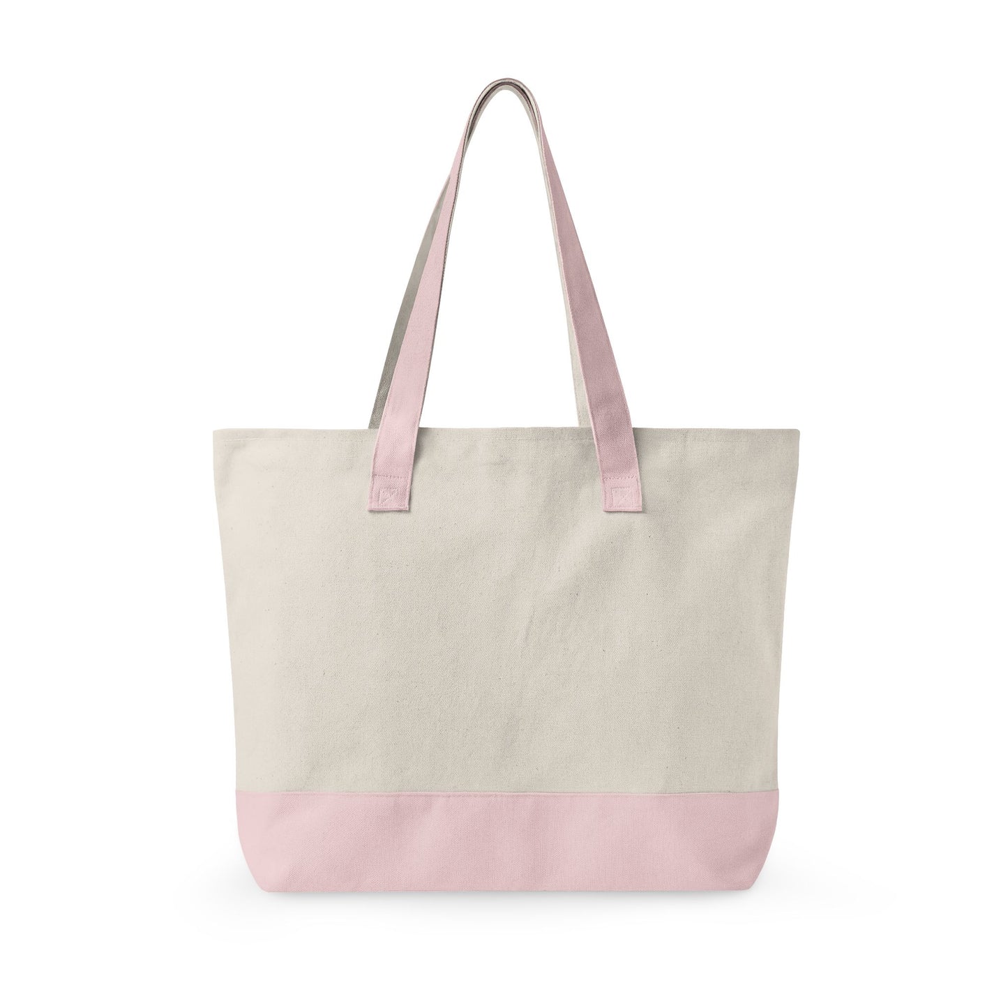 Zippered Canvas Tote Bag — Durable Natural Market Tote with Front Zip Pocket & Gold Flame Logo