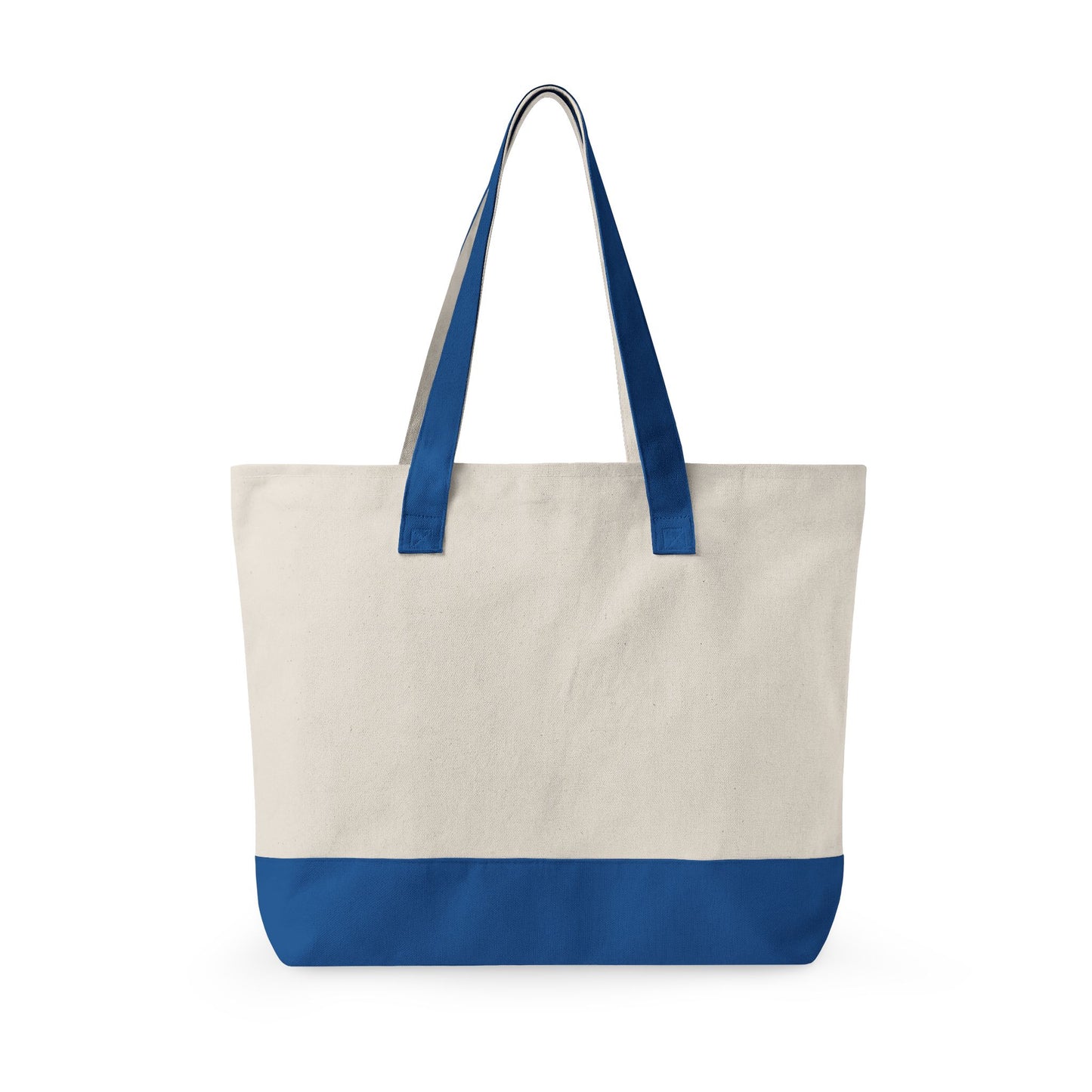 Zippered Canvas Tote Bag — Durable Natural Market Tote with Front Zip Pocket & Gold Flame Logo